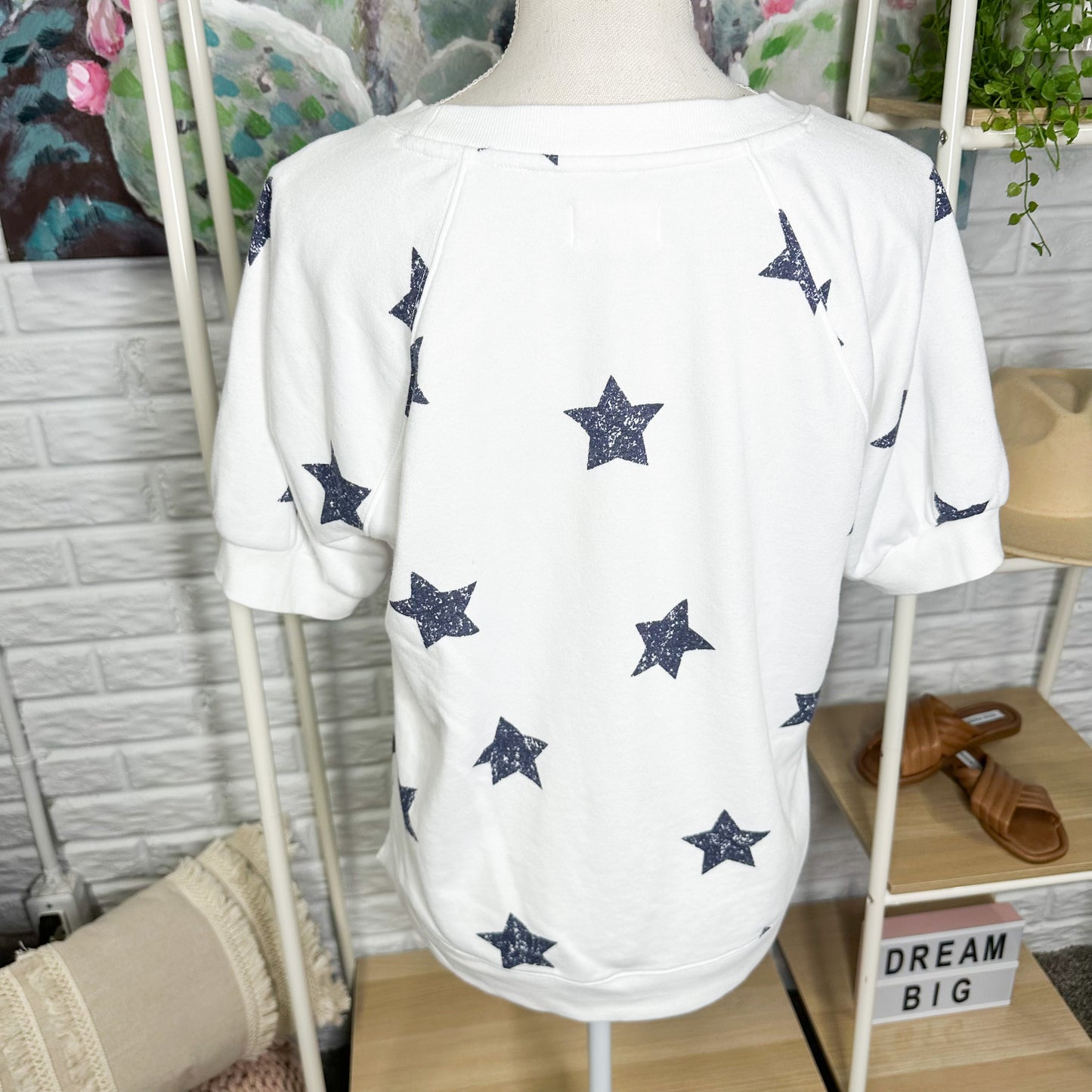 Lou & Grey Star Cozy Cotton Terry Sweatshirt Tee Size Small