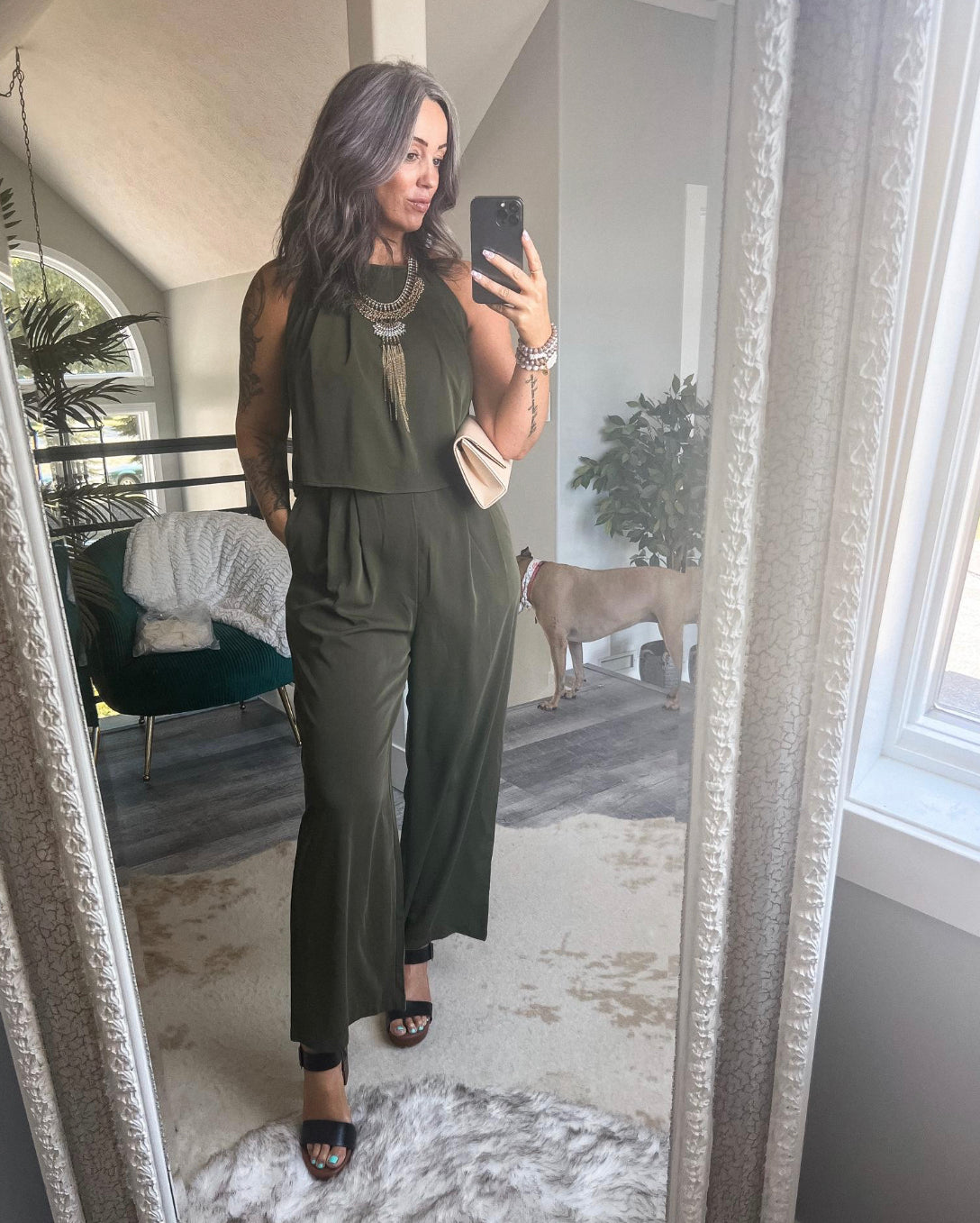 Prettygarden New Green Halter Jumpsuit Size Large