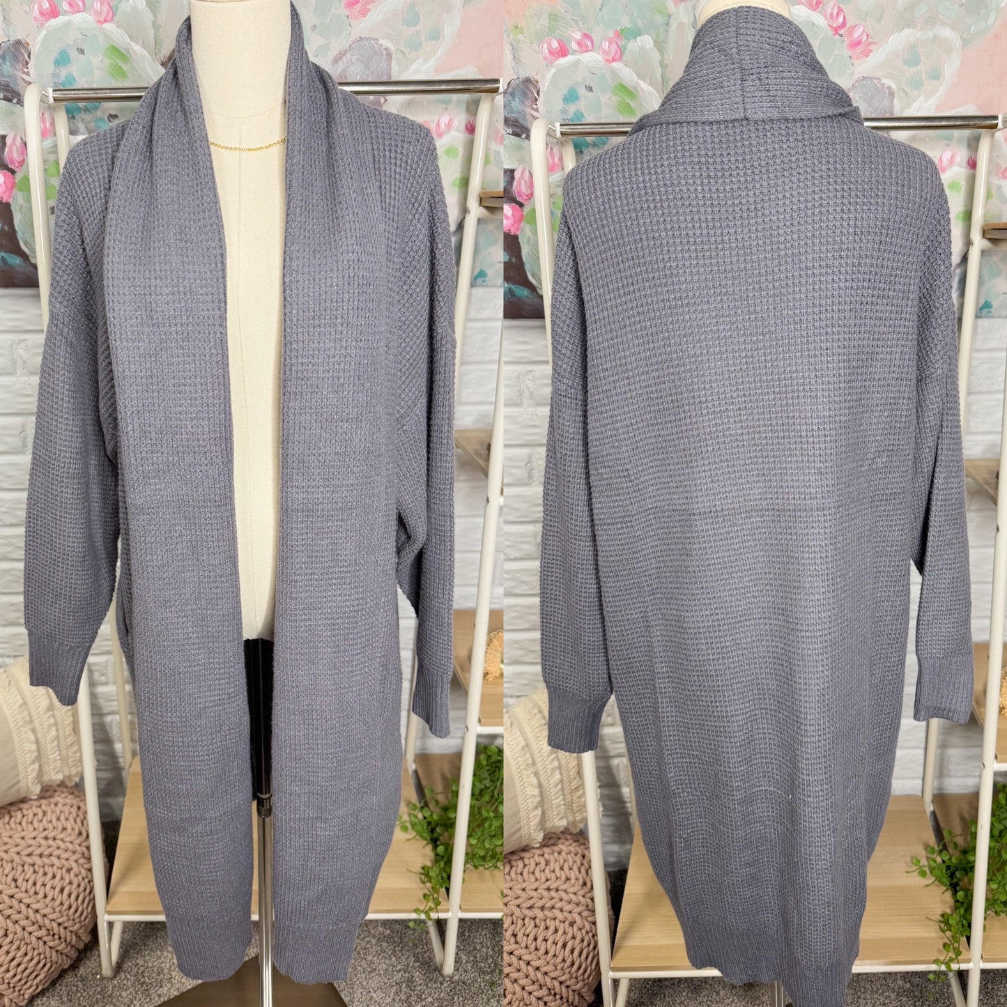Lillusory Grey Chunky Knit Cardigan (L)