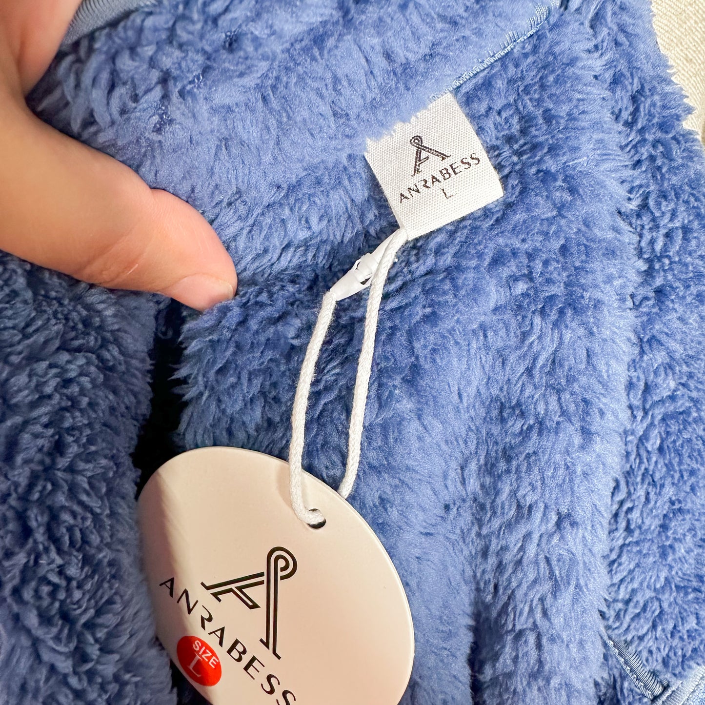 Anrabess New Blue Oversized Fuzzy Pullover Size Large