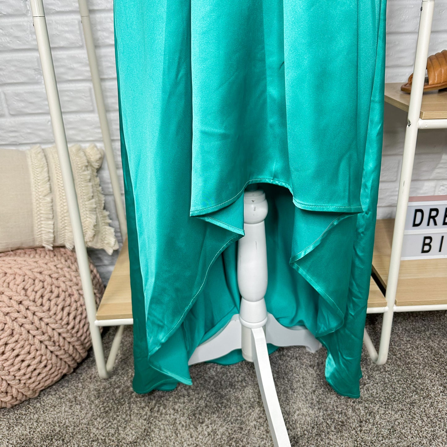 Prettygarden New Teal Satin High Low Maxi Dress Size Medium