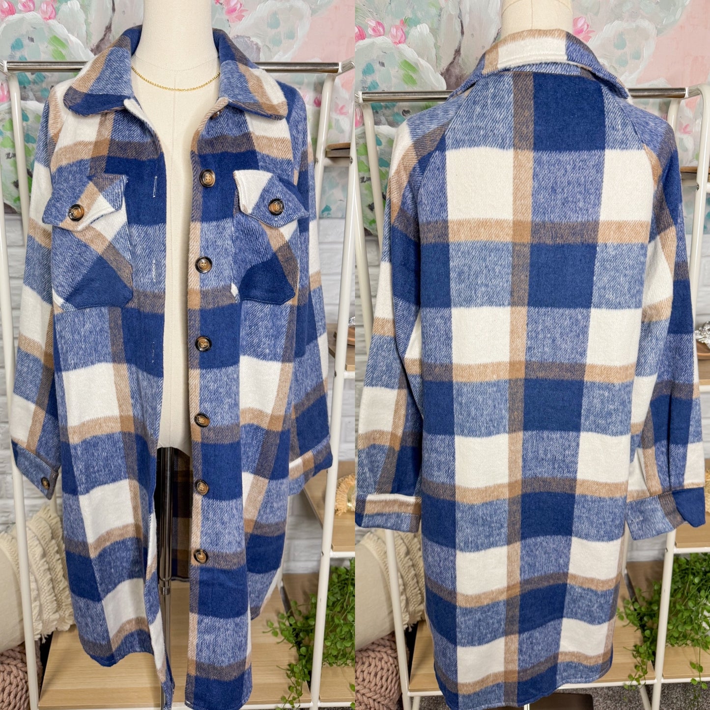 Blue Plaid Shacket (M)