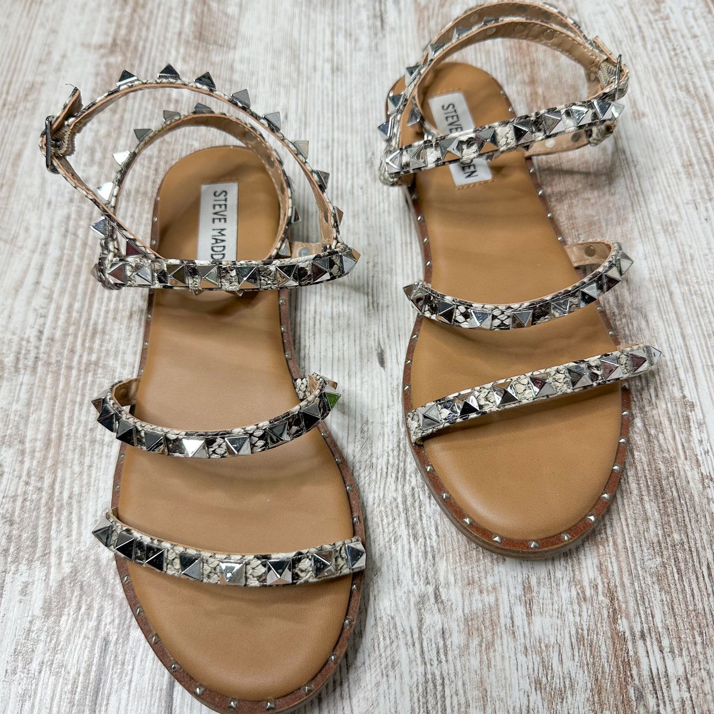Steve Madden Travel Snake-Print Sandals Size 6