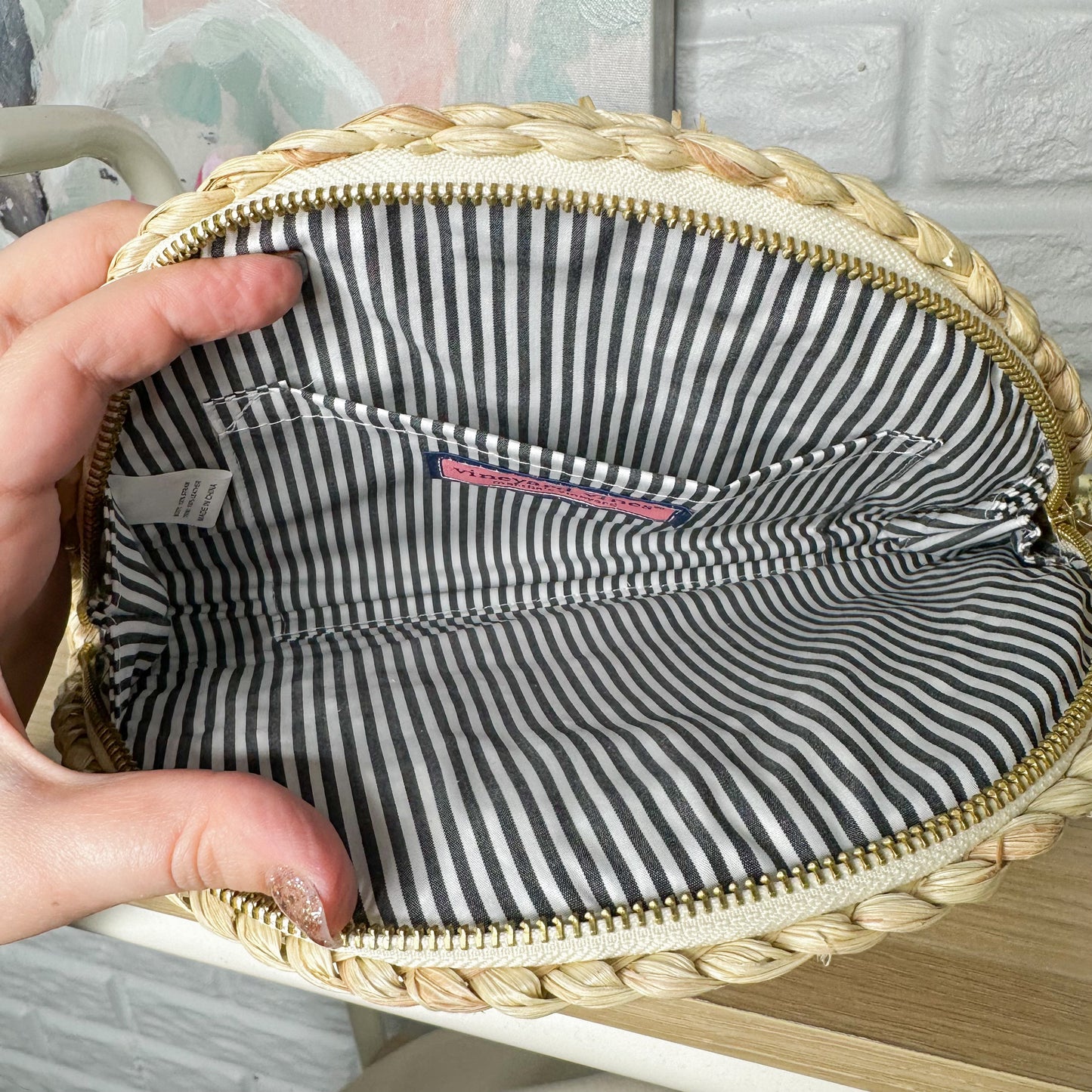 Vineyard Vines Natural Rattan Clutch