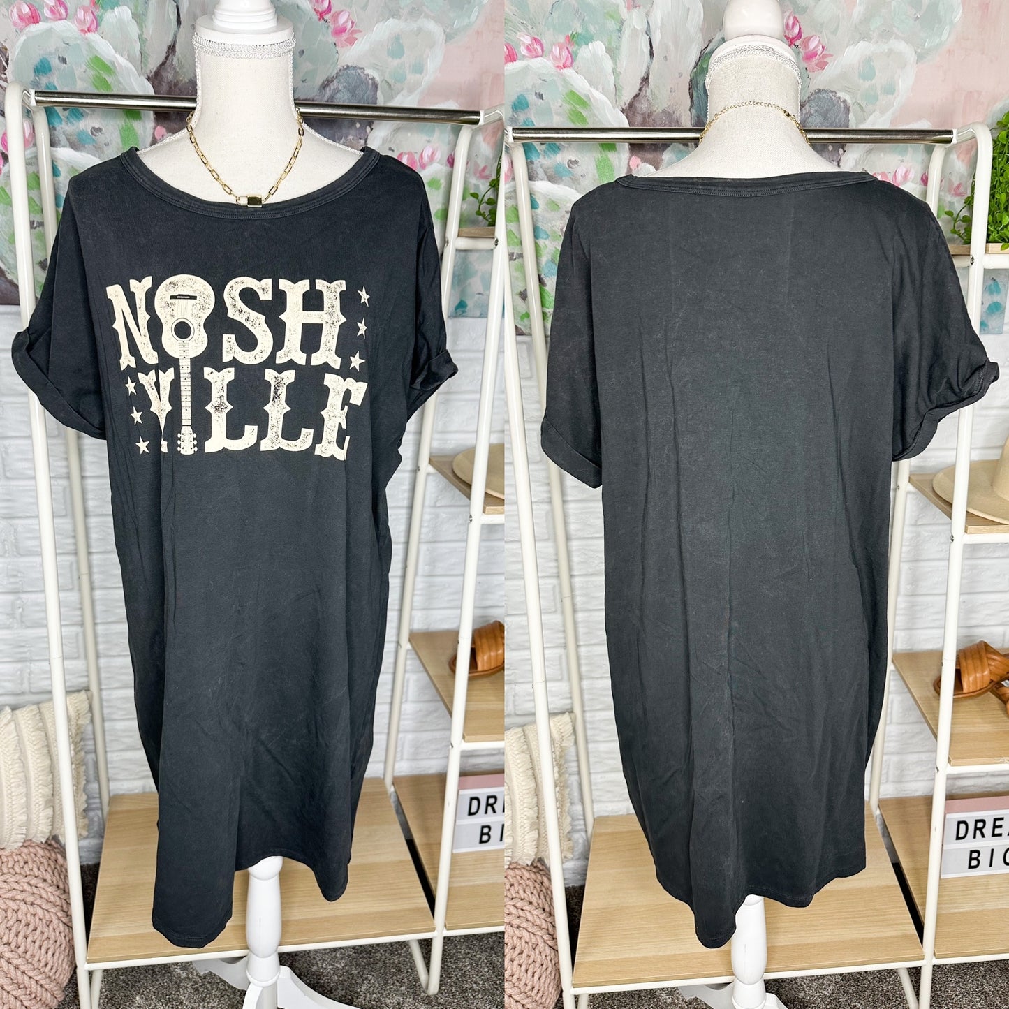 Willow Boutique Mineral Wash Nashville T Shirt Dress Size Large