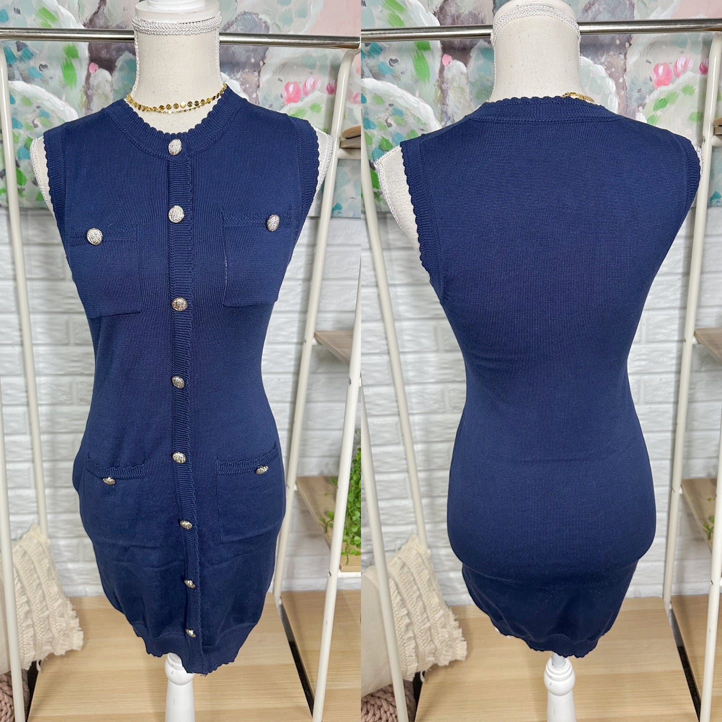 Cupshe New Navy Knit Mini Dress (M)