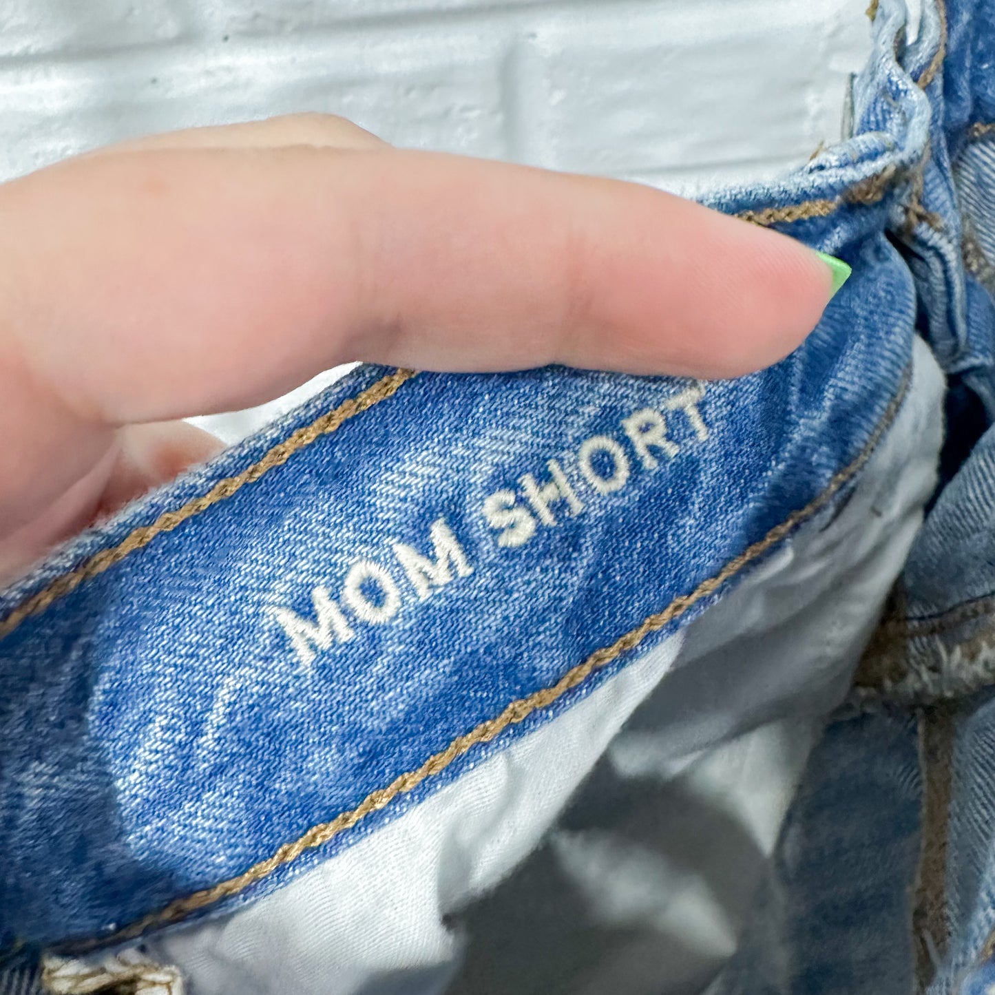 American Eagle Striped Denim Mom Shorts (8)