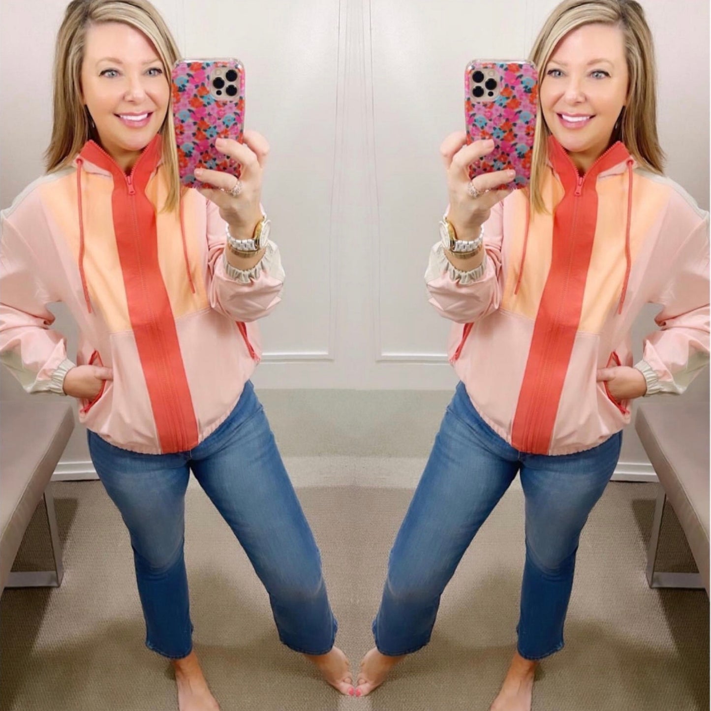 Lou & Grey Colorblock Wanderweave Windbreaker Jacket Size XS