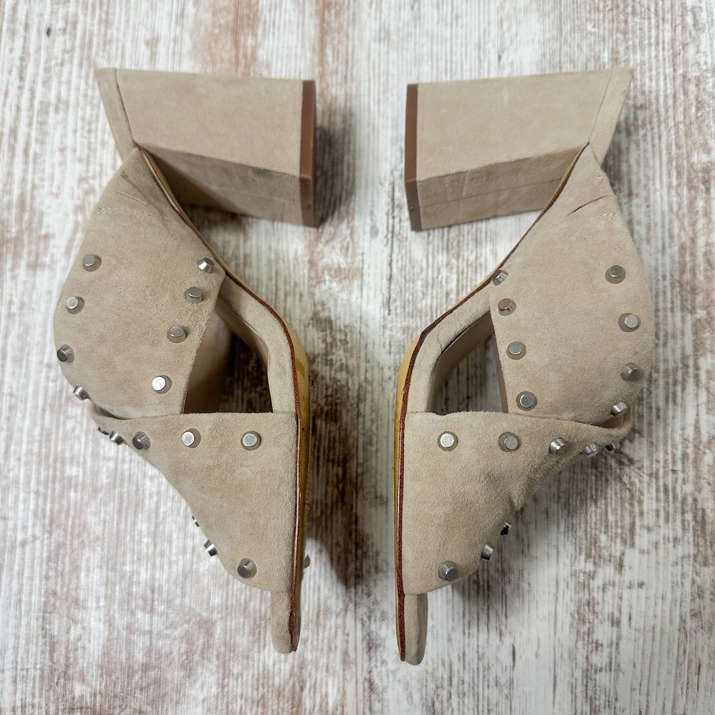 Lord & Taylor Jade Suede Studded Heel Slides Size 10