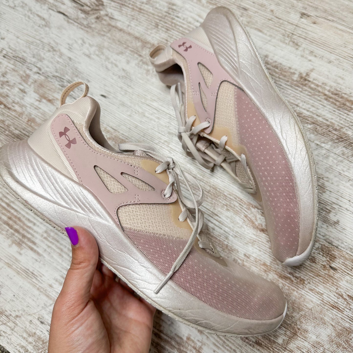 Under Armour Metallic Pink Charged Breathe TR 2 Size 10