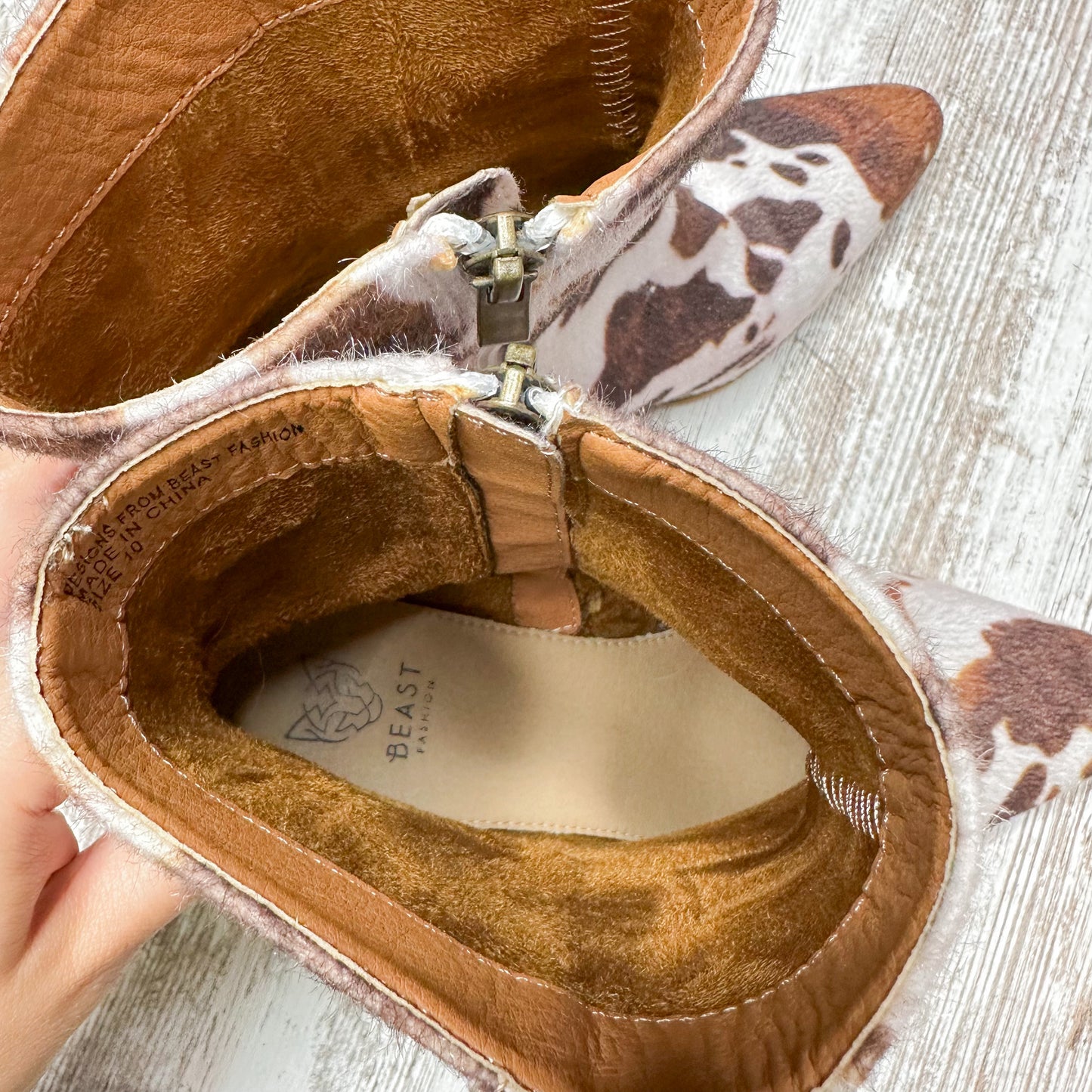 Beast Fashion Arisa Vegan Cowhide Booties Size 10
