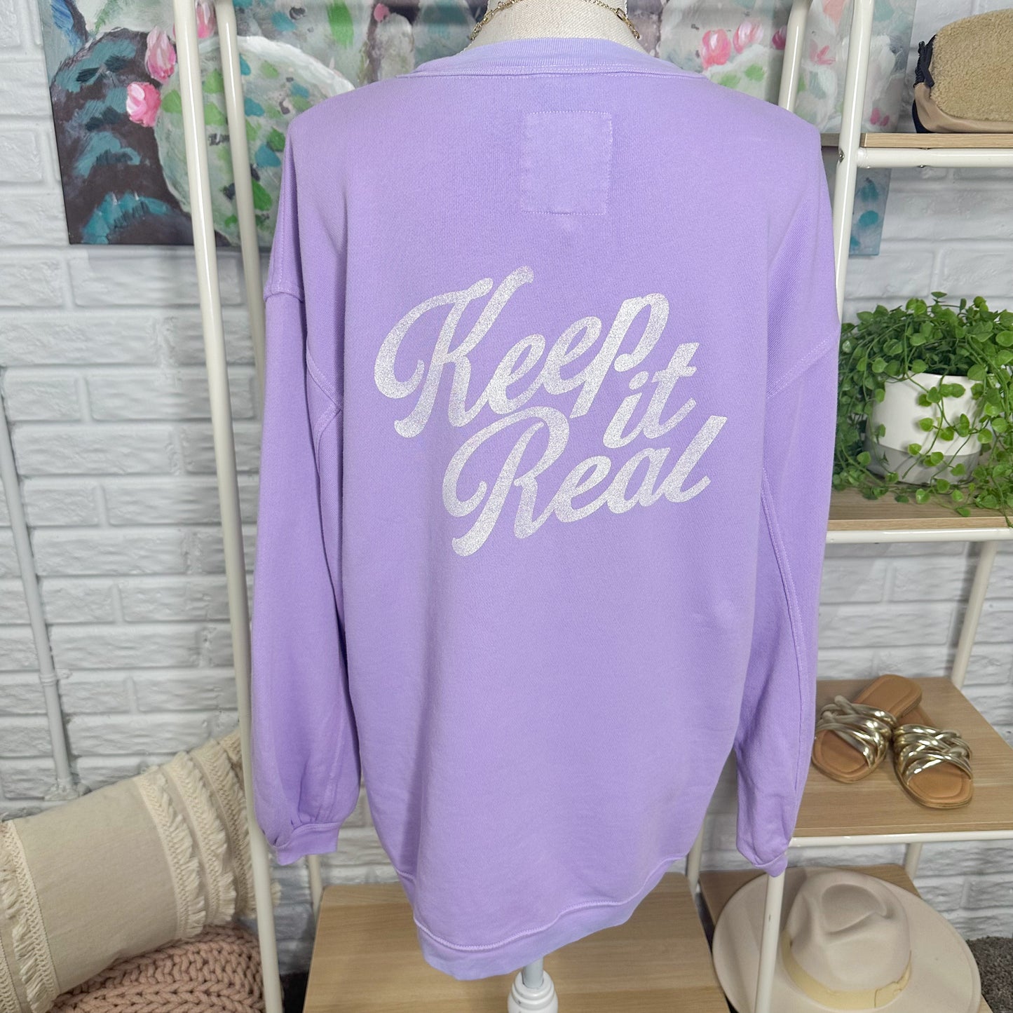 Aerie Purple Keep It Real Crewneck Sweatshirt (XS)