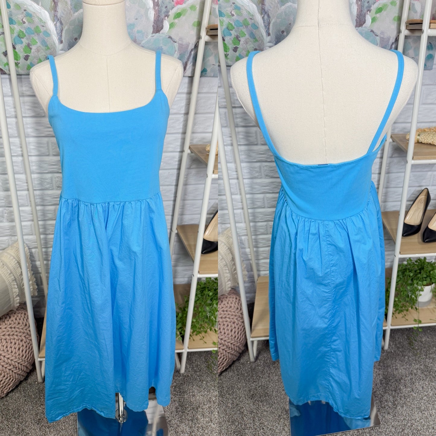 Old Navy Fit & Flare Midi Cami Dress Casa Blue (L)