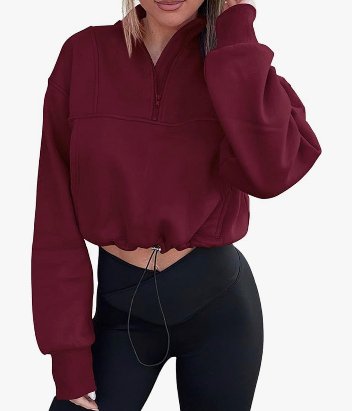 Kirundo Red Cropped Half Zip Sweatshirt (L)