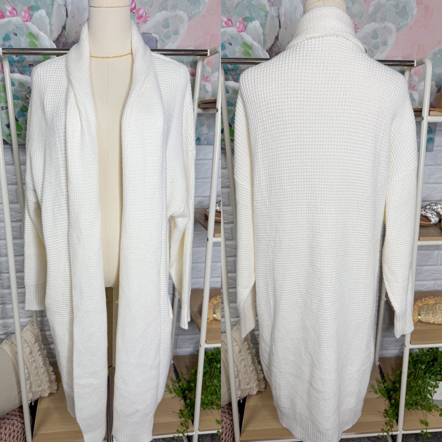 Lillusory Ivory Chunky Knit Cardigan (L)