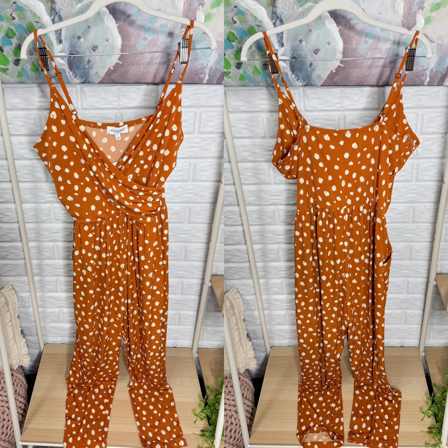 Gilli New Polka Dot Jumpsuit in Caramel (L)