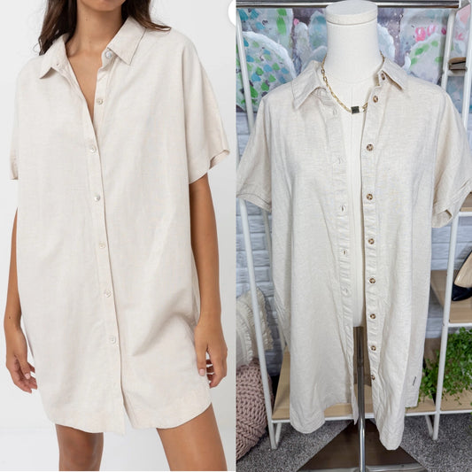 Rhythm. New Linen Shirt Dress (10/M)