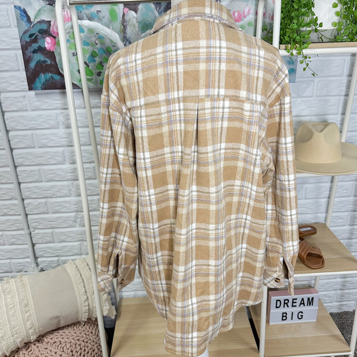 New Tan Plaid Shacket Size Large