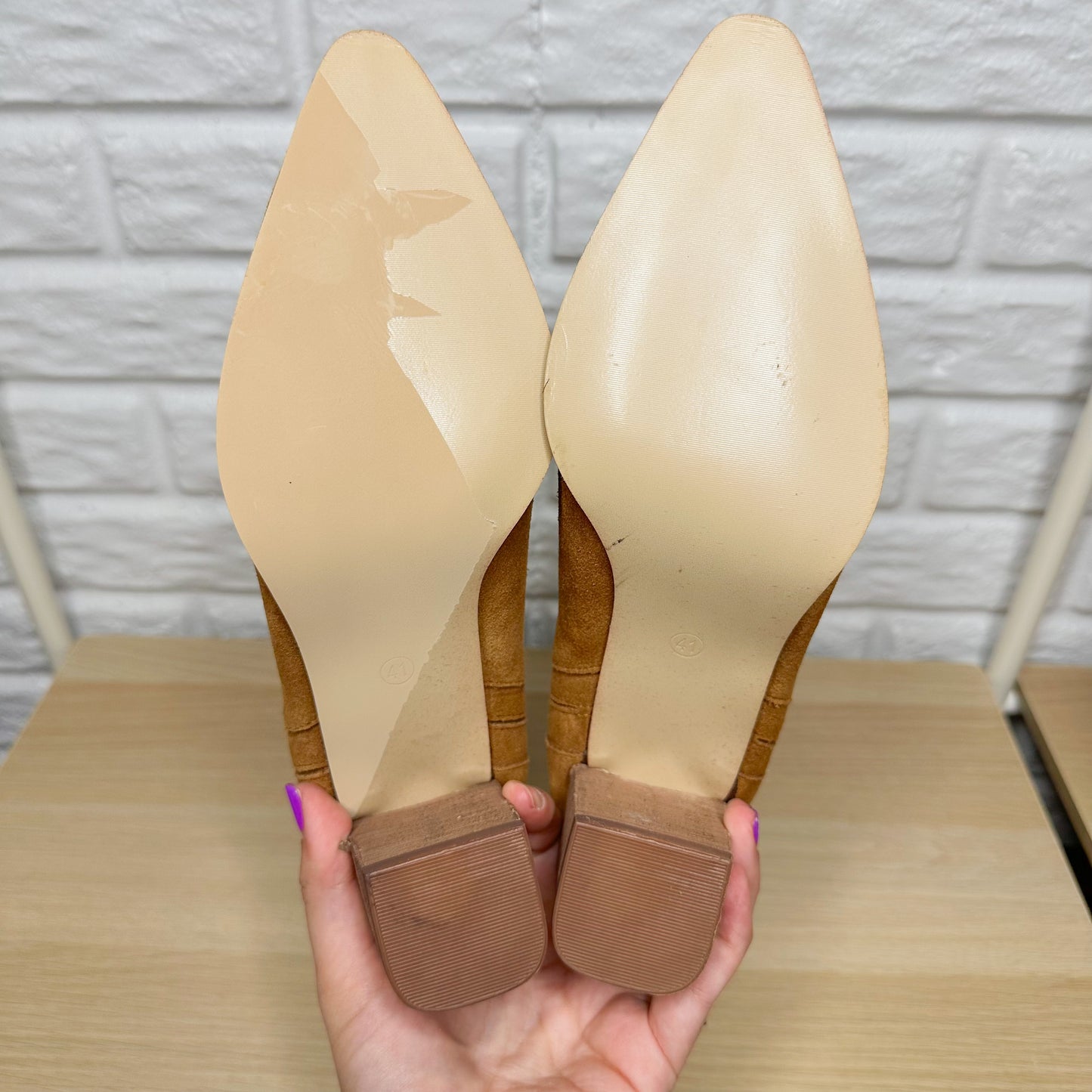 Tan Brown Suede Ankle Booties Size EU 41 / US 10