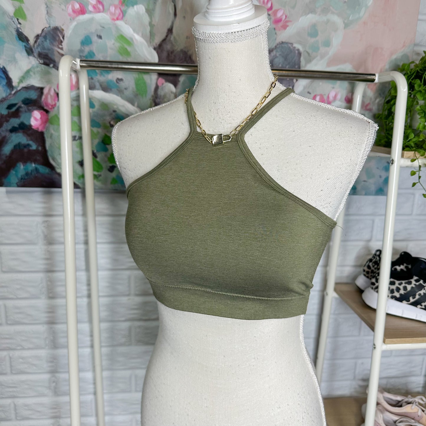 Celer Green High Neck Low Impact Sports Bra Size Large
