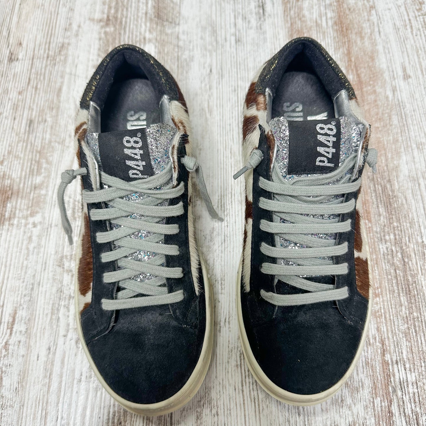P448 Women's John Fur & Leather Lace-Up Sneakers Size EU 36, US 6-6.5
