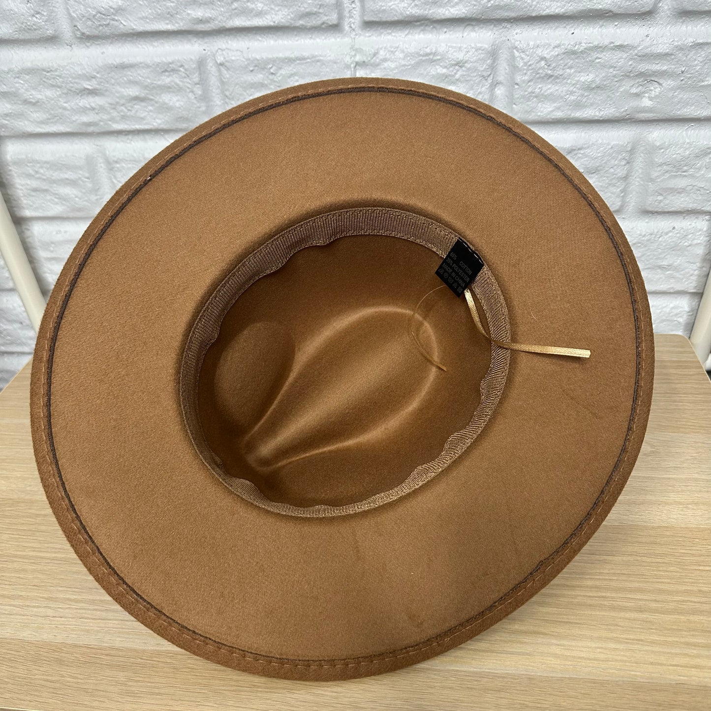 Khaki Brown Wide Brim Fedora Hat