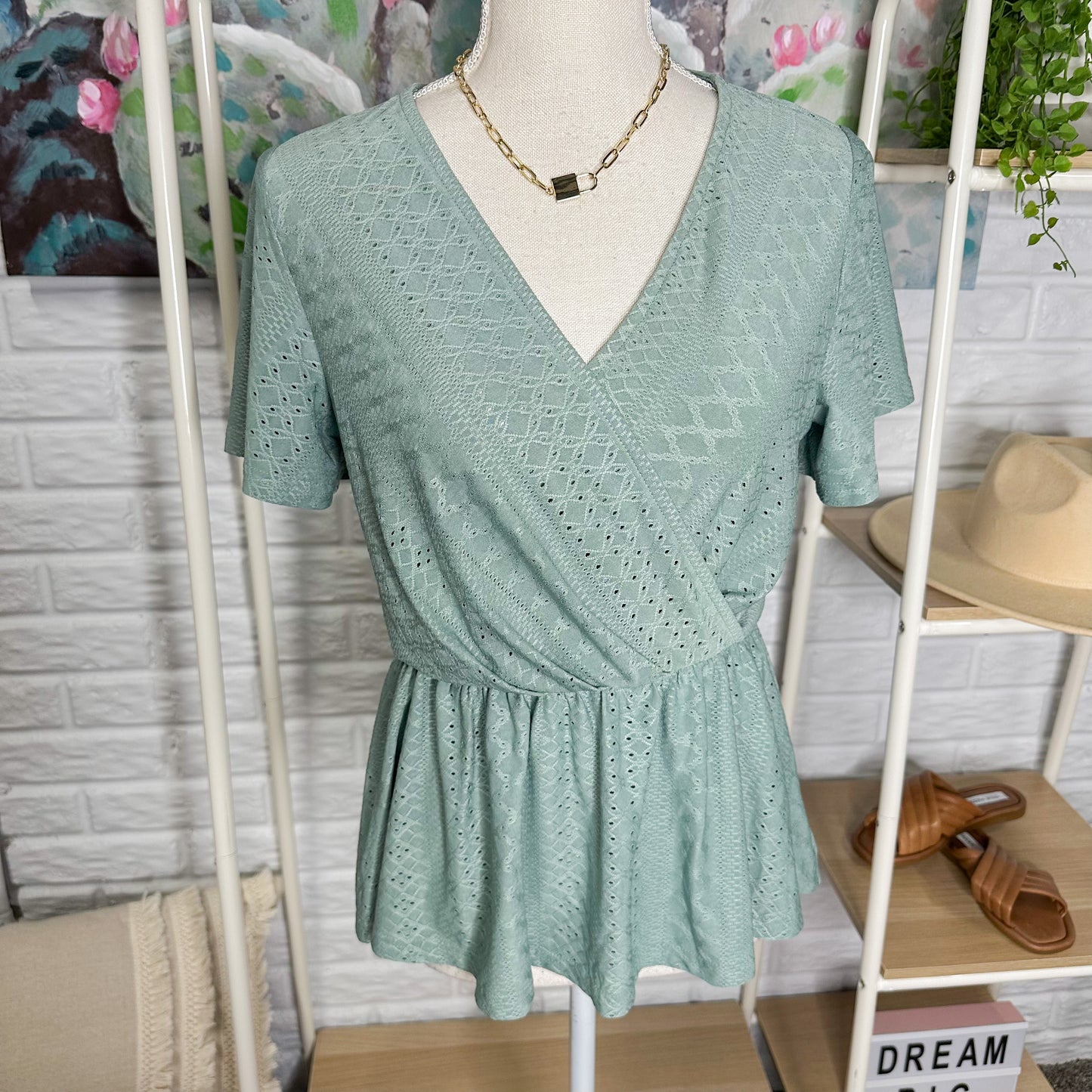Grace Karin New Peplum Wrap Blouse Size Small