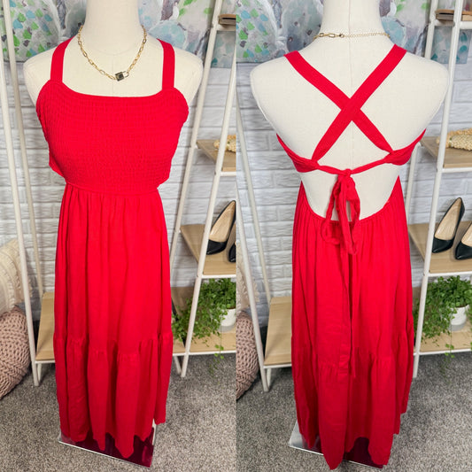 Altar’d State New Red Cross Back Maxi Dress (M)