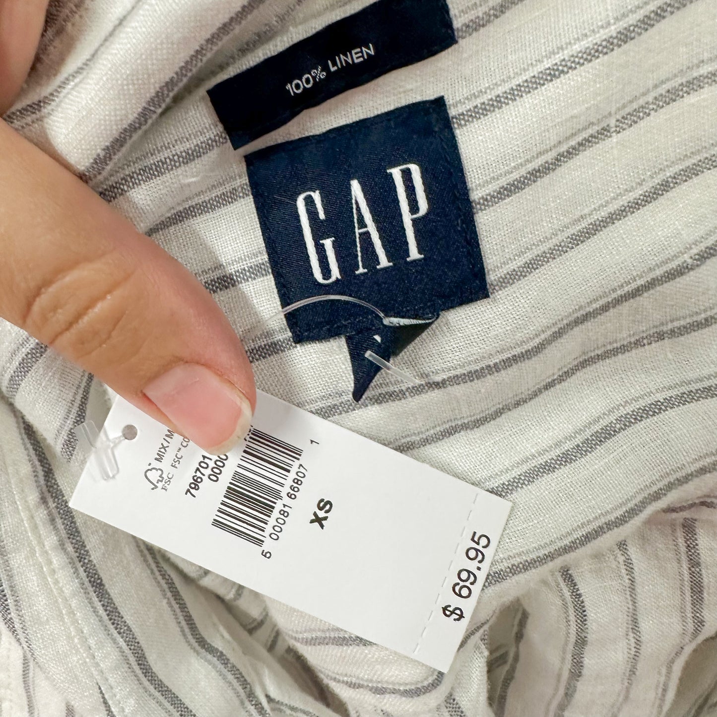 Gap New Striped Linen Button Down Size XS
