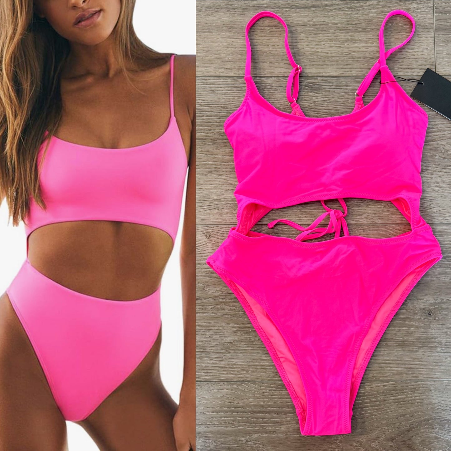 Meyeeka New Pink Cutout One Piece Swimsuit (M)