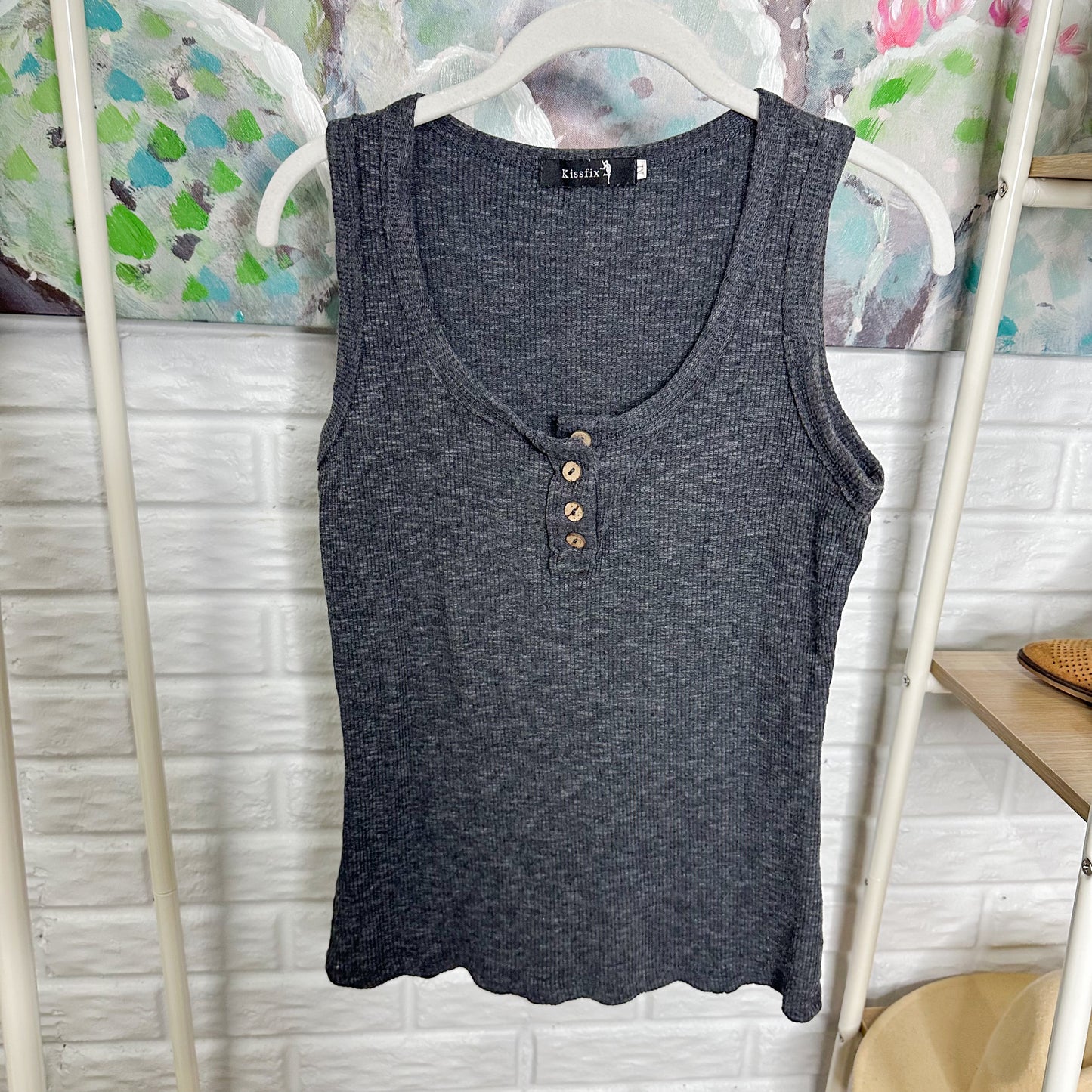 3 Piece Ribbed Henley Tank Top Bundle Size M/L