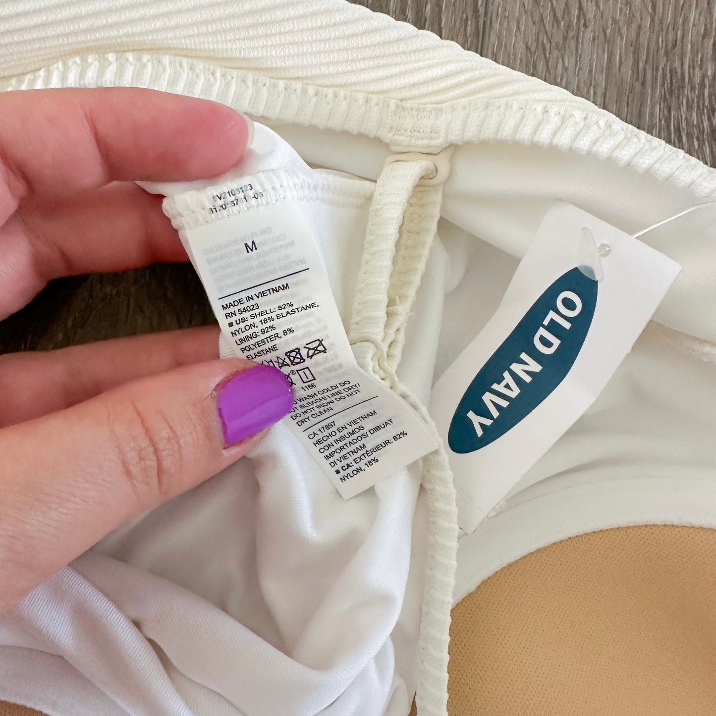 Old Navy New Ivory Ribbed One Piece Swimsuit Size Medium