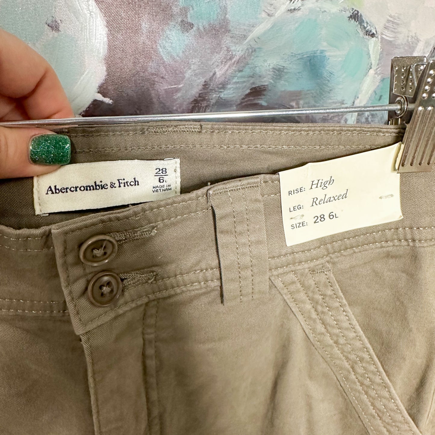 Abercrombie & Fitch New Olive Relaxed Cargo Pant (28/6L)