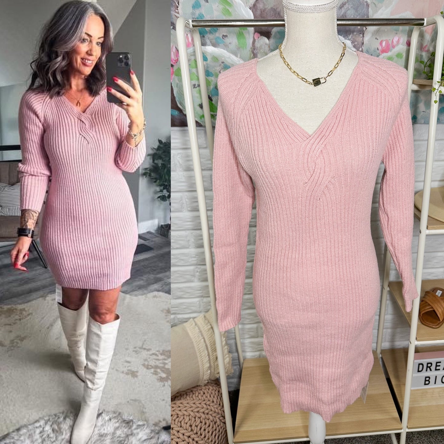 Cupshe New Toasty Rib Bodycon Sweater Dress Size Medium