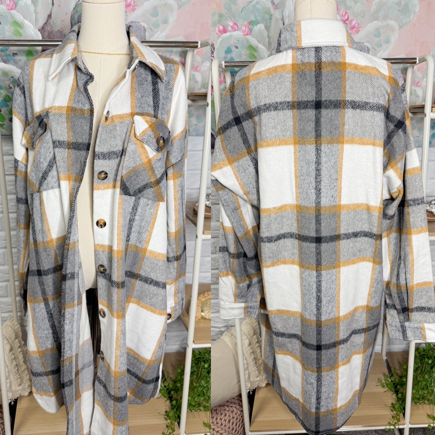 Ainangua Grey Plaid Shacket (L)