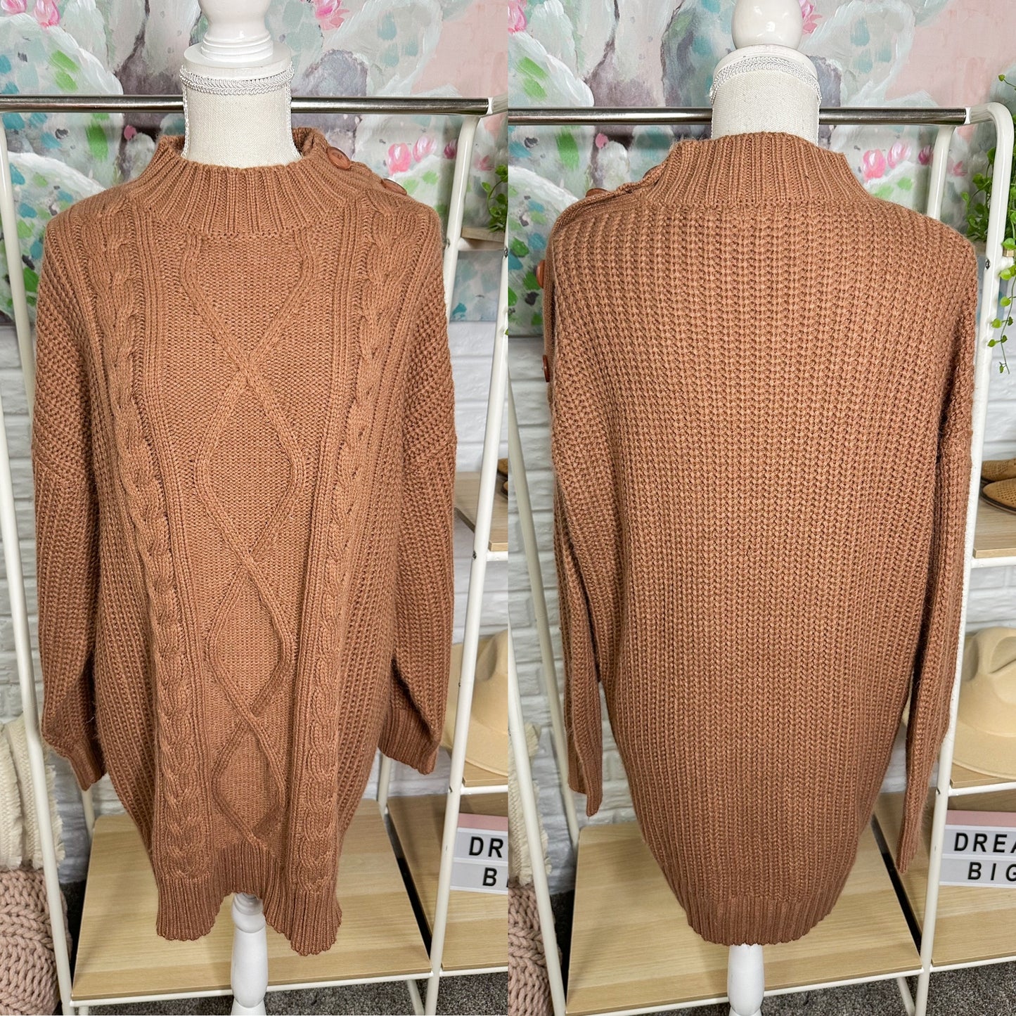 Anrabess New Brown Sweater Dress Size Large