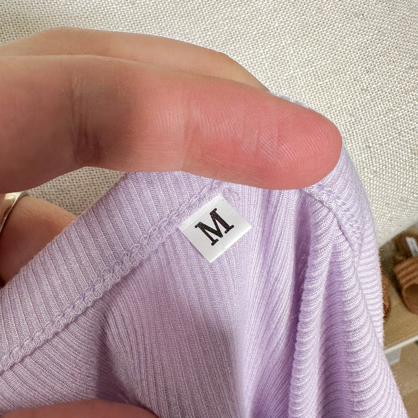 Lilac Purple Sleeveless Ribbed Bodysuit Size Medium