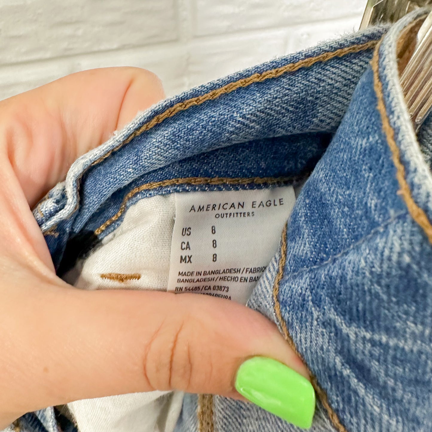 American Eagle Striped Denim Mom Shorts (8)