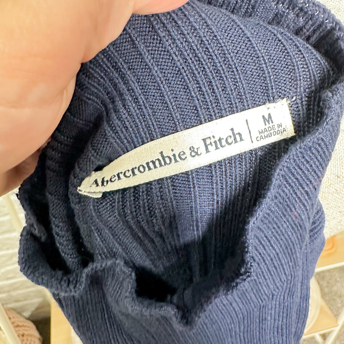 Abercrombie & Fitch Blue Slim Rib Turtleneck Sweater (M)