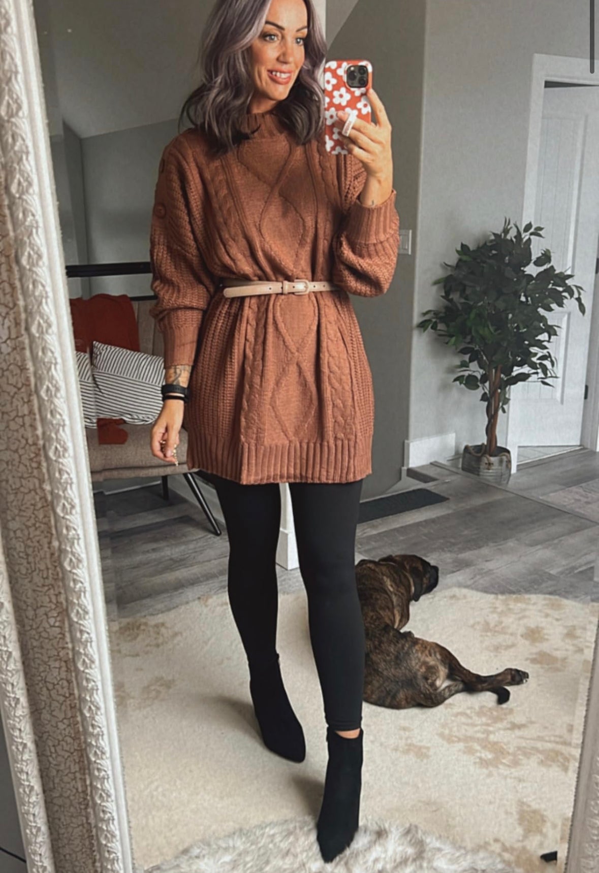 Anrabess New Brown Sweater Dress Size Large