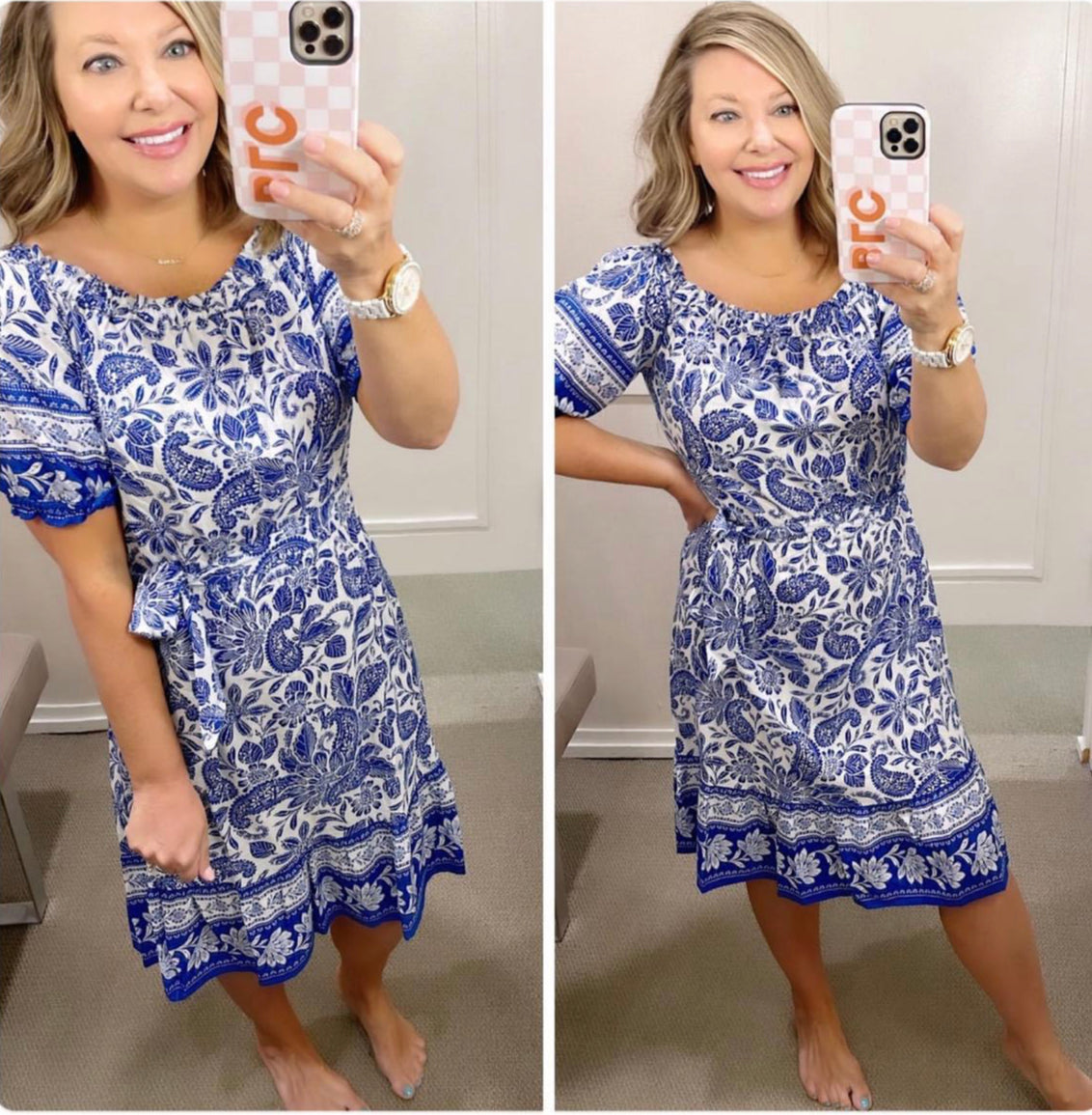 LOFT Paisley Ruffle Off The Shoulder Dress Size XS