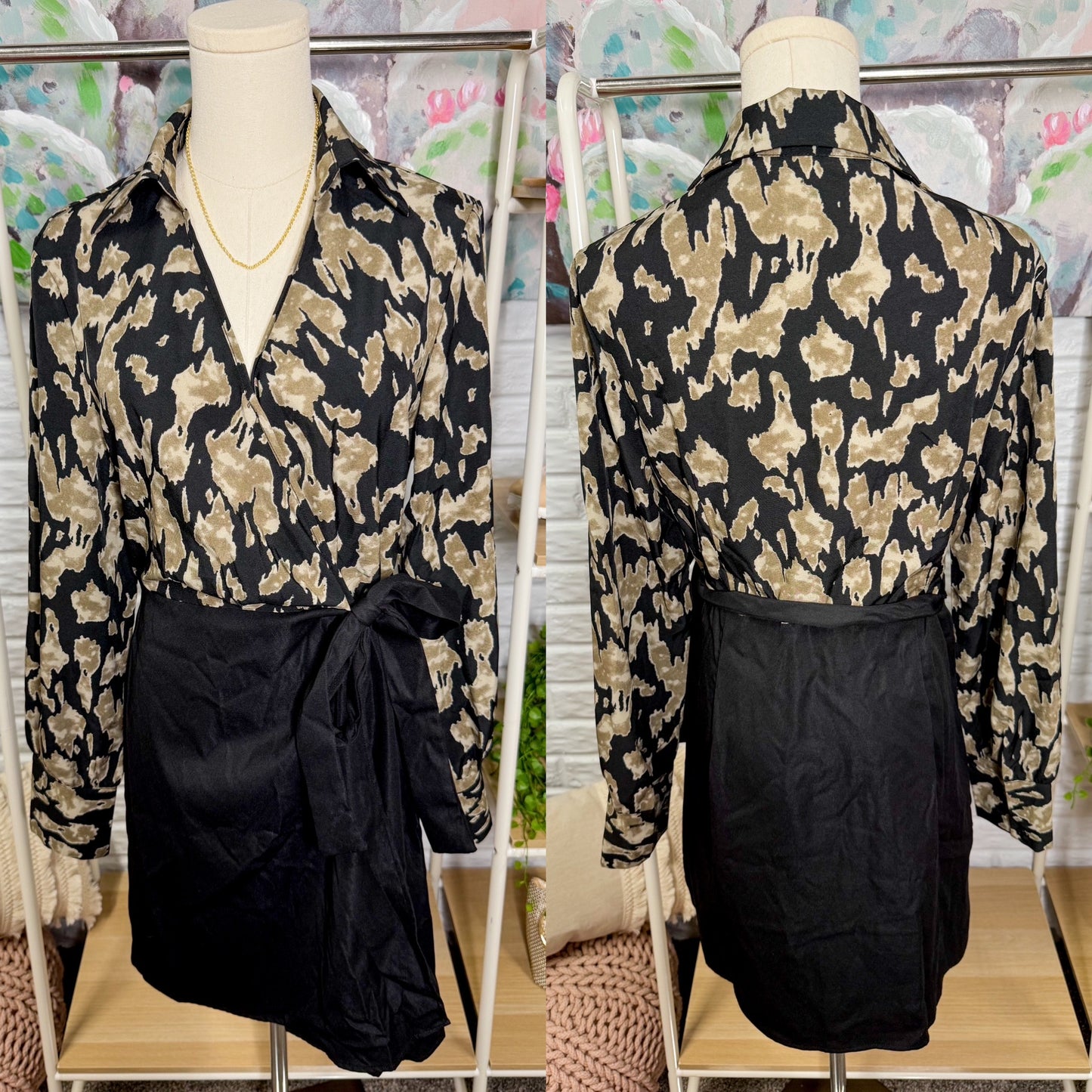 Cupshe New Abstract Wrap Dress (M)