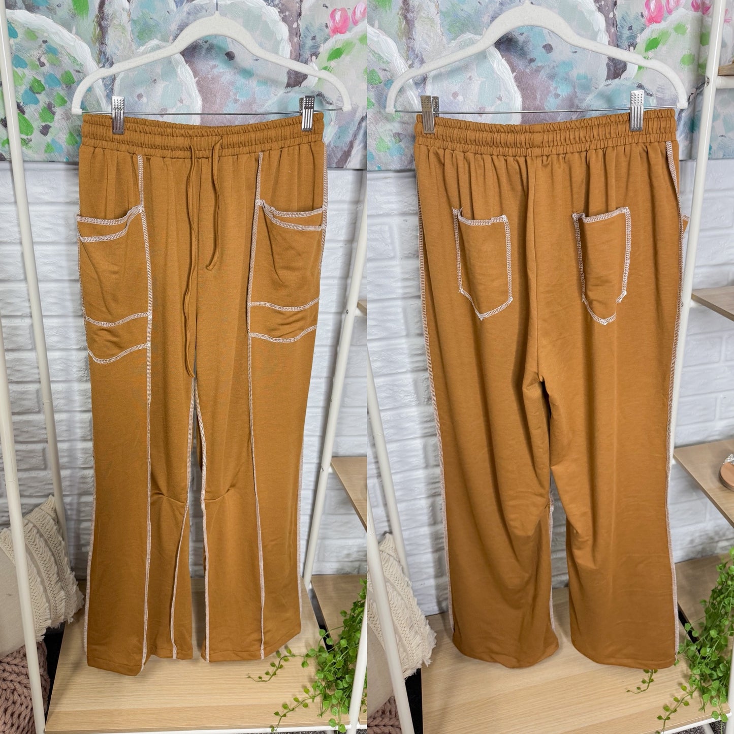 Brown Barrel Wide Leg Pants (M)