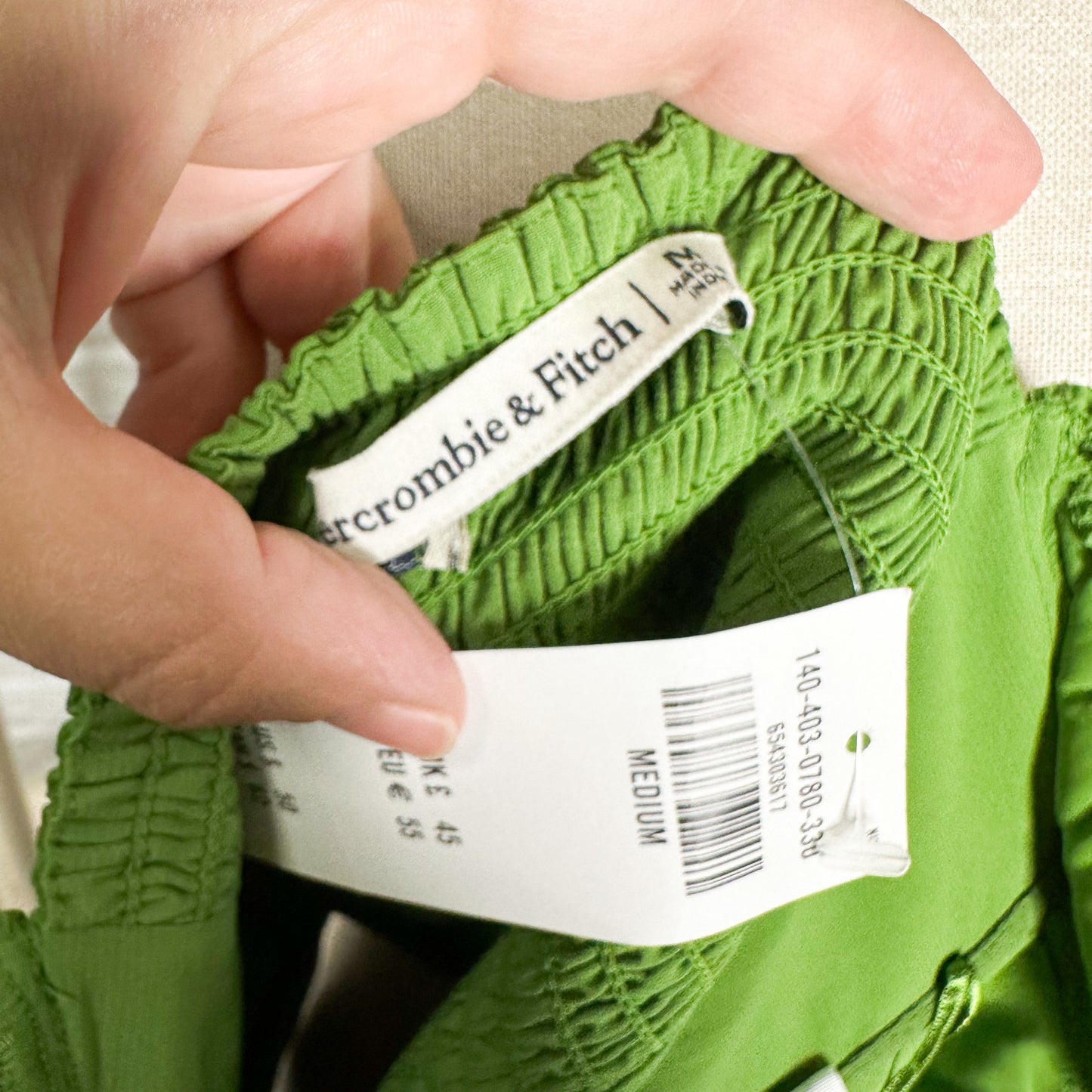Abercrombie & Fitch New Green Puff Sleeve Corset top Size Medium