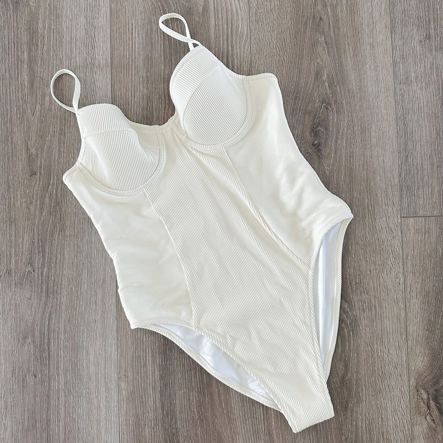 Old Navy New Ivory Ribbed One Piece Swimsuit Size Medium