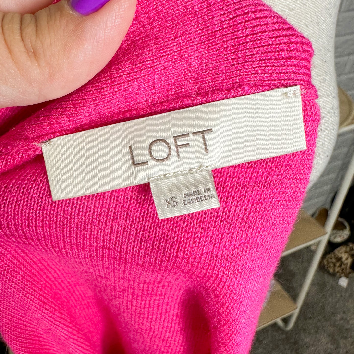 LOFT Pink Drop Shoulder V Neck Cardigan Size XS