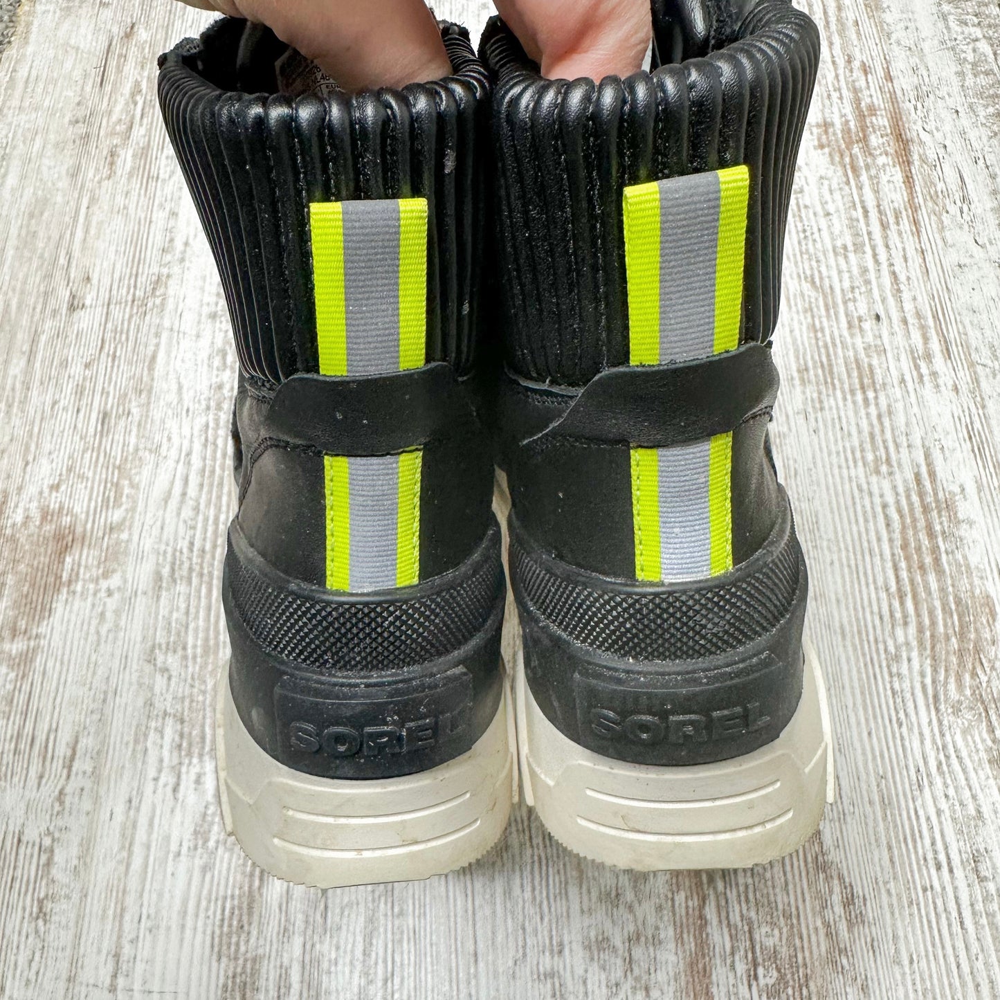 Sorel Womens Brex Cozy Lace Booties Black, Sea Salt Size 6
