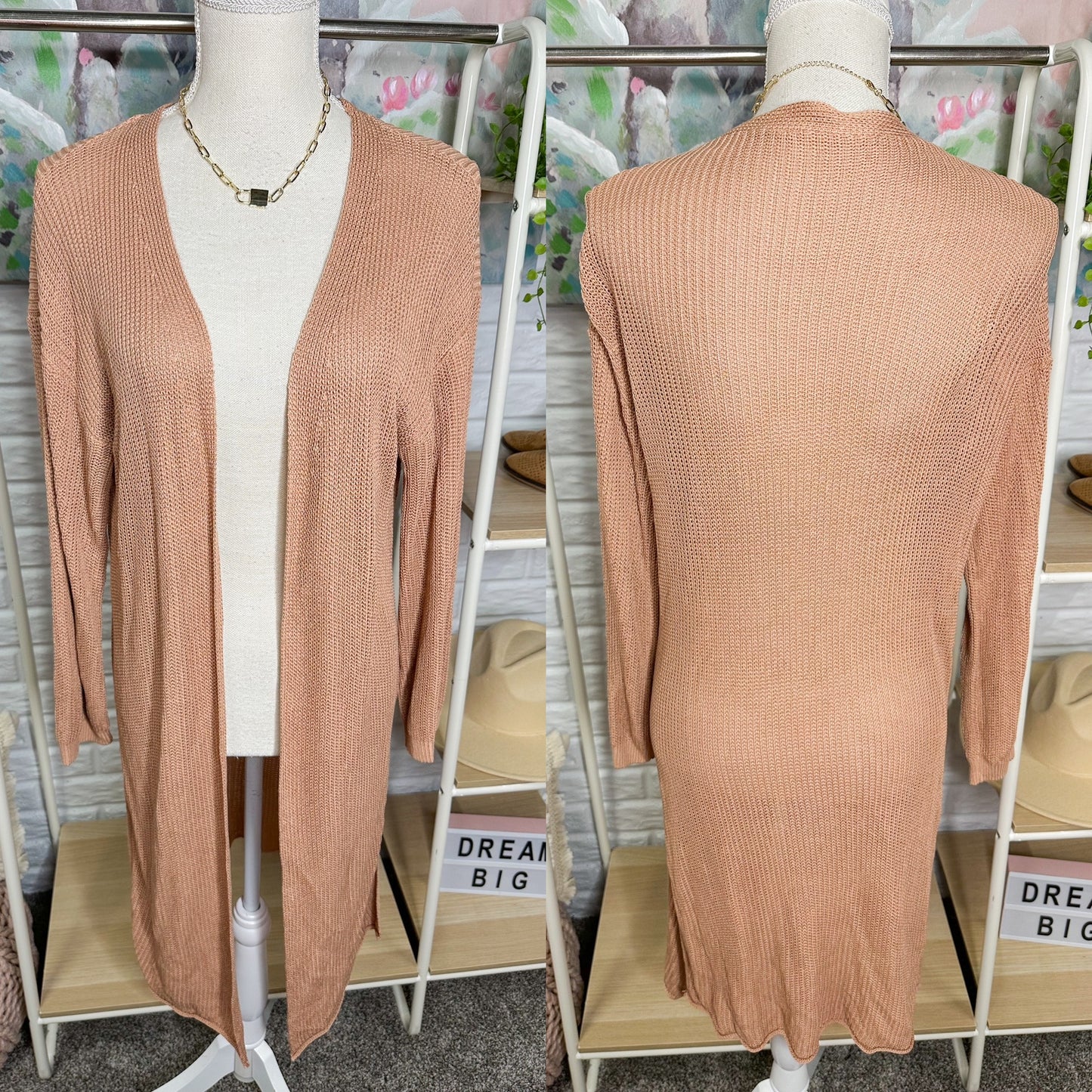 Shein Pale Peach Knit Cardigan Size Large