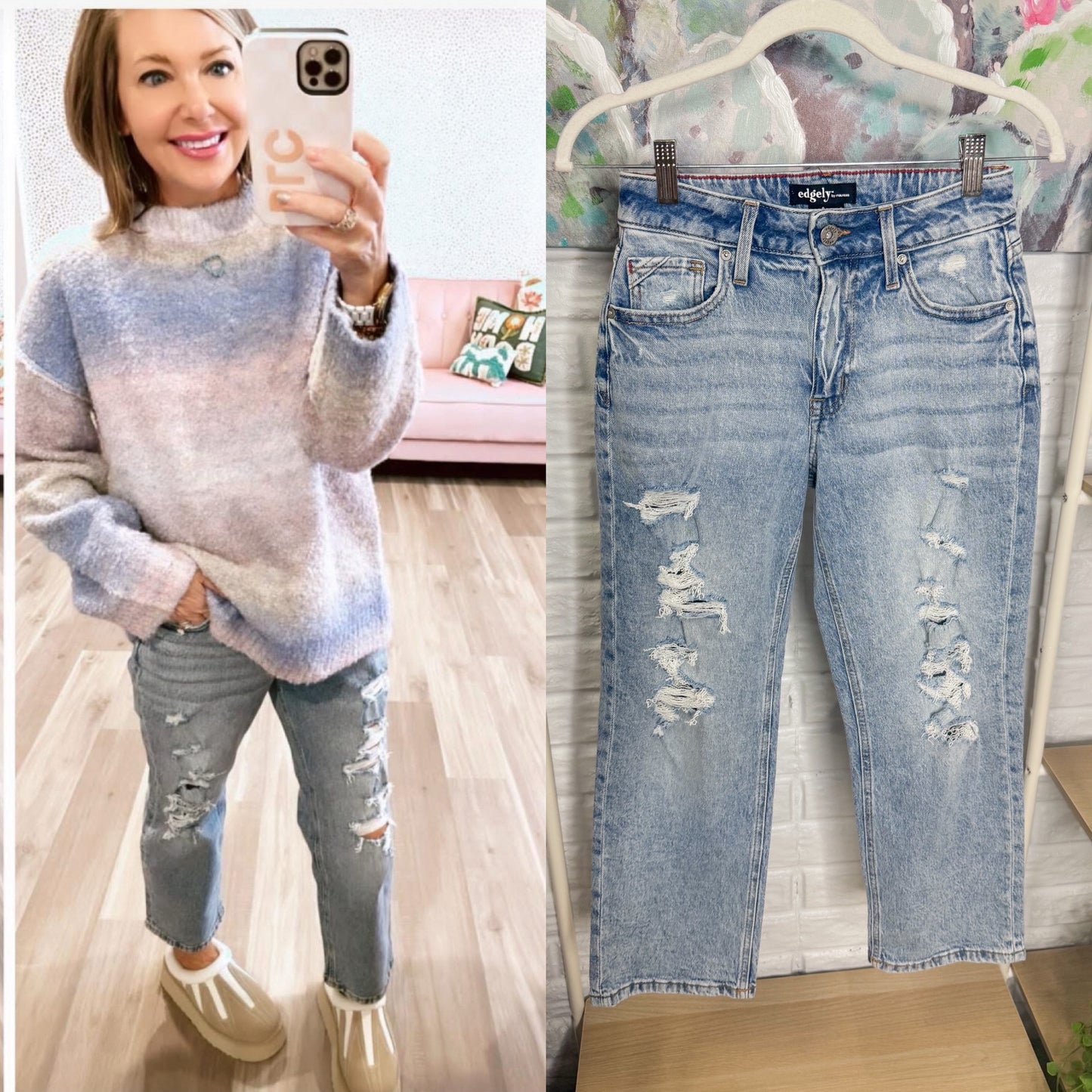 Maurice’s Edgely High Rise Ripped Relaxed Straight Ankle Jeans (0 short)
