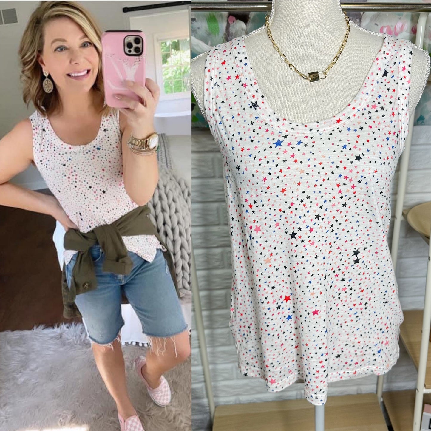 LOFT Star Relaxed Scoop Neck Tank Size XS